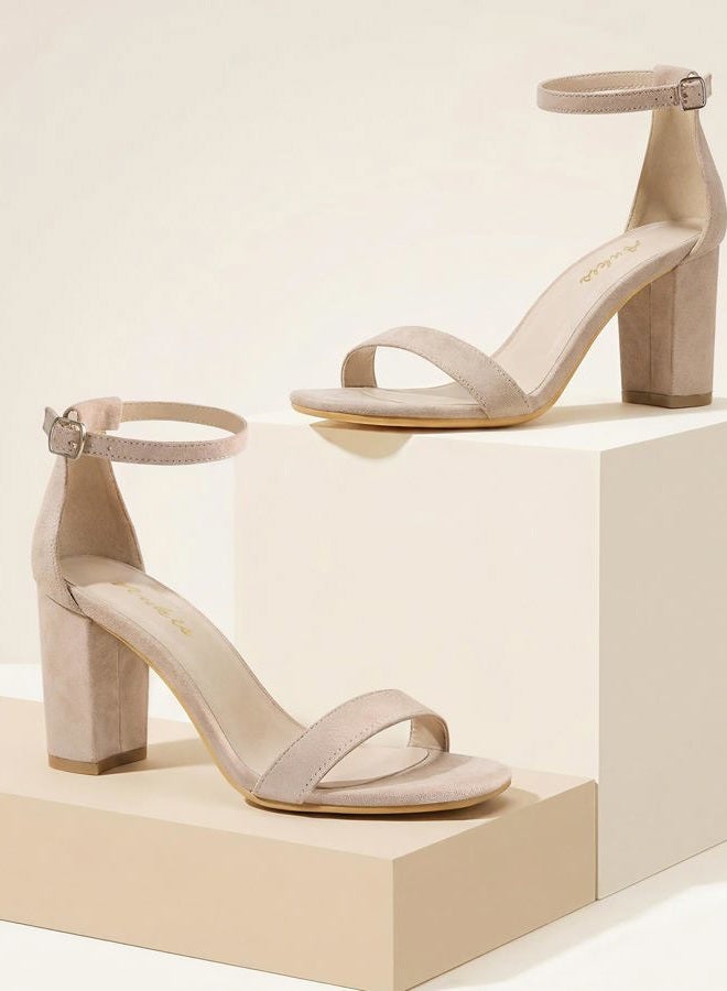 Ankis Nude Heels for Women Open Straps on The Ankle Chunky Heels Pump Sandals Evening Dress Party Wedding Strappy Buckle Sandals Standard Size 2.75 Inches Tall Thick Heel Design Latex Insole ​2. - Image 3