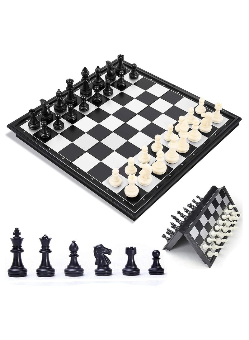 Chess Board Set Game, Magnetic Chess Piece Set with Chess Folding/Portable Storage Board, Traditional Game, Educational Toys for Kids/Children/Adults Gift (Black/White, 32x32x2cm)  - Image 1