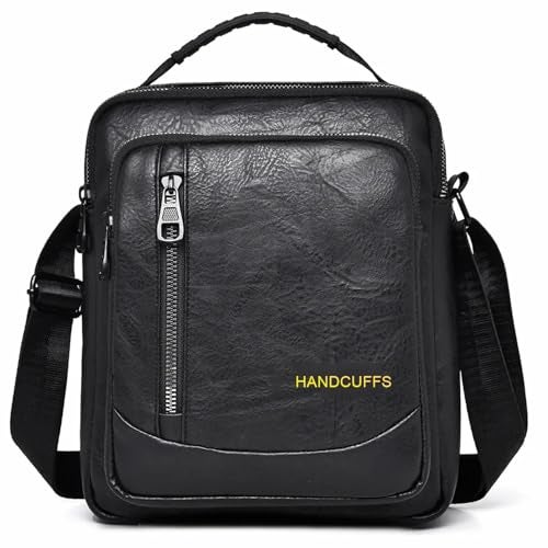 Handcuffs Sling Bag for Men & Women | Vegan Leather Waterproof Lightweight & Stylish Shoulder Bag with One Strap |Comfortable Side Bag for Travel | Office | Biking (Black) - Image 1