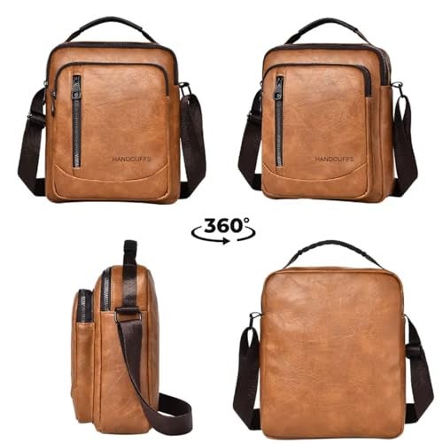 Handcuffs Sling Bag for Men & Women | Vegan Leather Waterproof Lightweight & Stylish Shoulder Bag with One Strap |Comfortable Side Bag for Travel | Office | Biking (Black) - Image 4