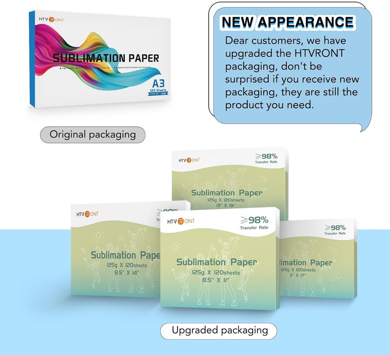 HTVRONT Sublimation Paper 13x19 Inch - 120 Sheets Easy to Transfer Sublimation Paper for T-shirts, Tumblers, Mugs (A3+) - Image 3