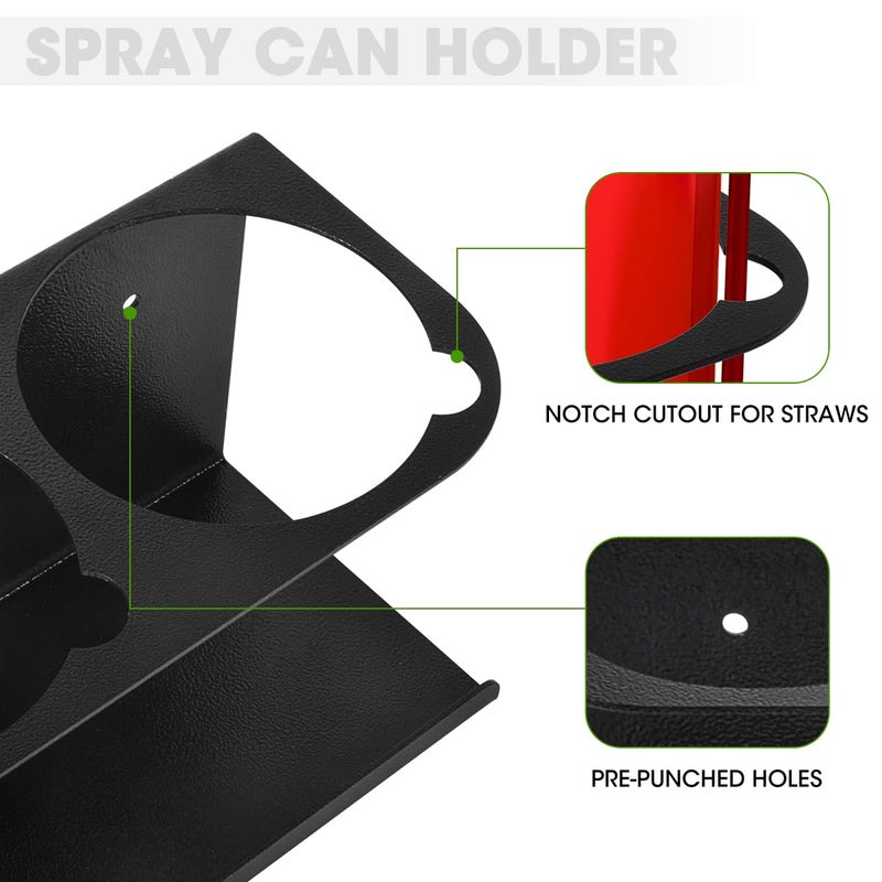 Touri 2 Pack Five Cans Wall-Mounted Steel Aerosol Spray Can Holder Rack Organizer for Garage and Workspace - Image 4