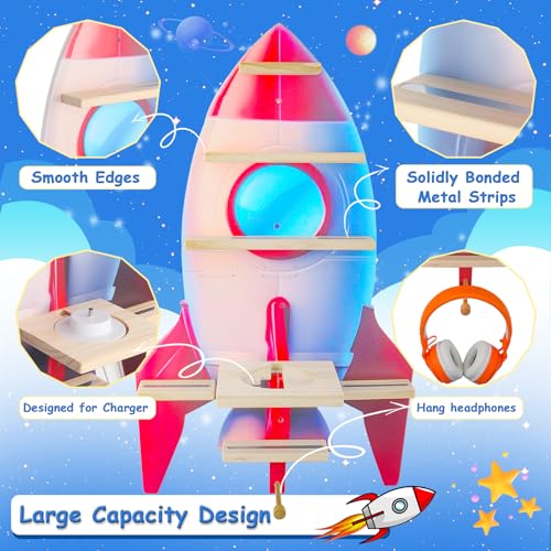 Taladad for Toniebox 2/1, Tonie Shelf Wall Mounted,Tonies Figures Tonies Storage,Magnetic Wooden Floating Shelves Compatible with Tonie Box Player Character for Children Room - Image 4