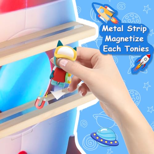 Taladad for Toniebox 2/1, Tonie Shelf Wall Mounted,Tonies Figures Tonies Storage,Magnetic Wooden Floating Shelves Compatible with Tonie Box Player Character for Children Room - Image 2