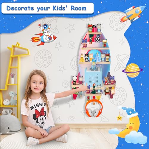 Taladad for Toniebox 2/1, Tonie Shelf Wall Mounted,Tonies Figures Tonies Storage,Magnetic Wooden Floating Shelves Compatible with Tonie Box Player Character for Children Room - Image 5