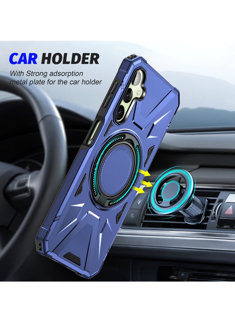 ICARLUS For Samsung Galaxy A55 5G Anti-fall TPU+PC Phone Cover with Metal Bracket Blue  - Image 2