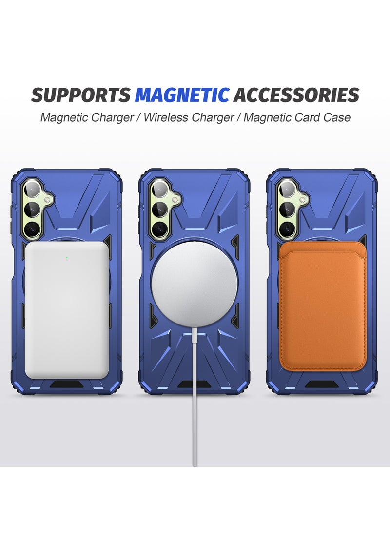 ICARLUS For Samsung Galaxy A55 5G Anti-fall TPU+PC Phone Cover with Metal Bracket Blue  - Image 4