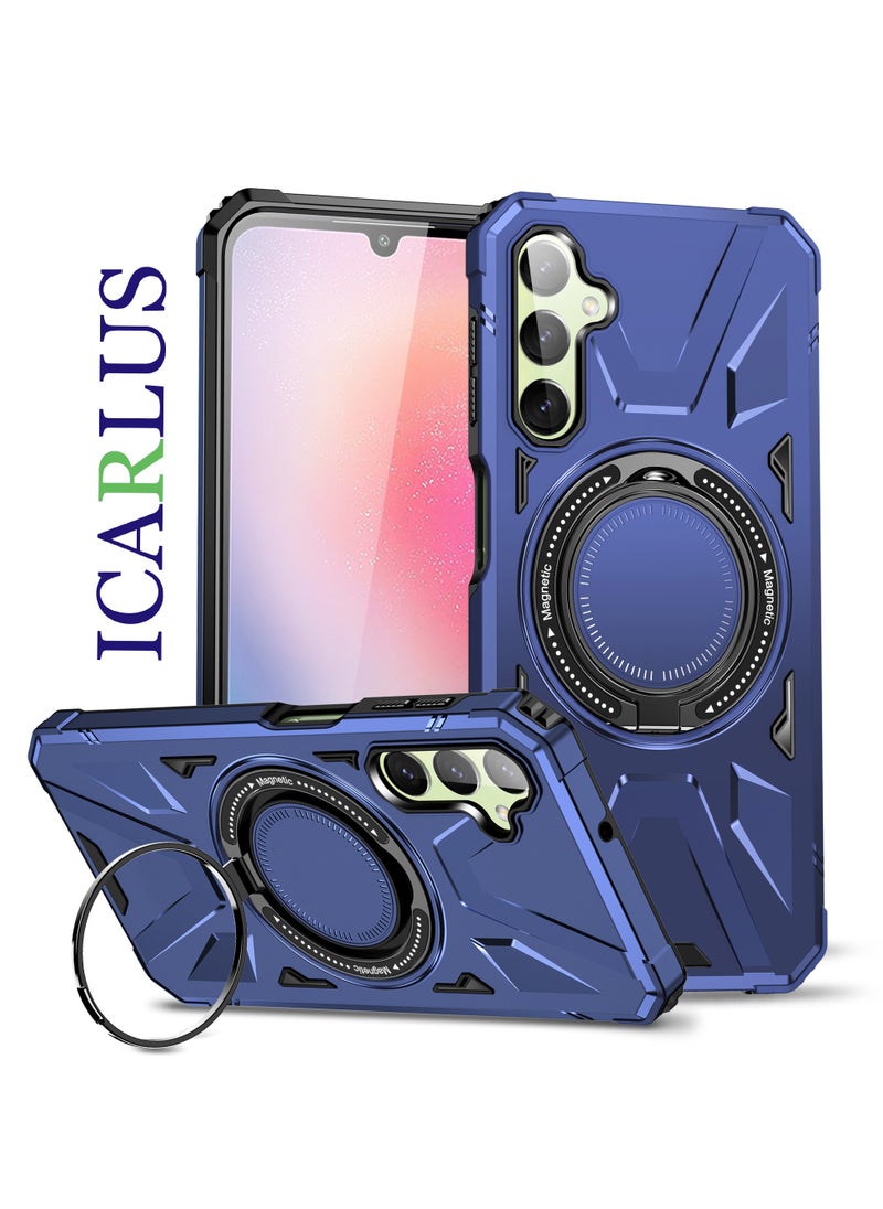 ICARLUS For Samsung Galaxy A55 5G Anti-fall TPU+PC Phone Cover with Metal Bracket Blue  - Image 1