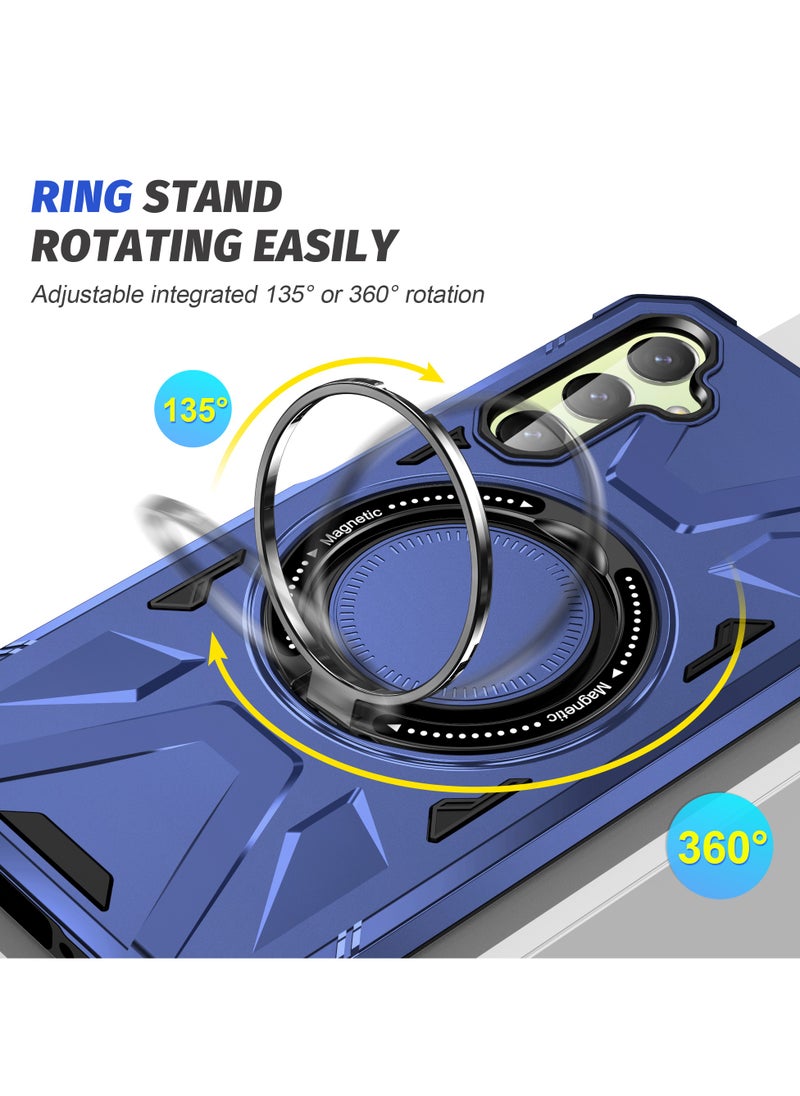 ICARLUS For Samsung Galaxy A55 5G Anti-fall TPU+PC Phone Cover with Metal Bracket Blue  - Image 3