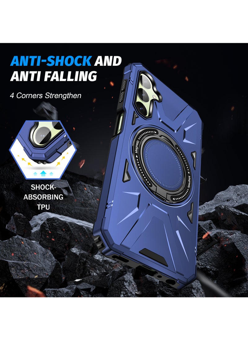 ICARLUS For Samsung Galaxy A55 5G Anti-fall TPU+PC Phone Cover with Metal Bracket Blue  - Image 5