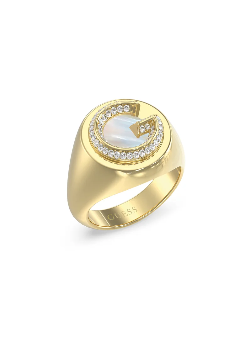 جس G Crystal Logo Ring