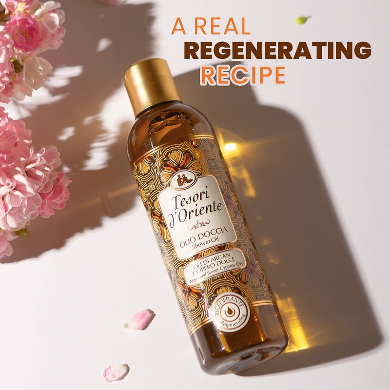 Tesori d'Oriente زيت استحمام تسوري دورينتي، زيت استحمام وغسول للجسم، زيت تنظيف للنساء-8.45 أونصة سائلة [صنع في إيطاليا]-(زيت الأركان وسايتروس حلو) - Image 3