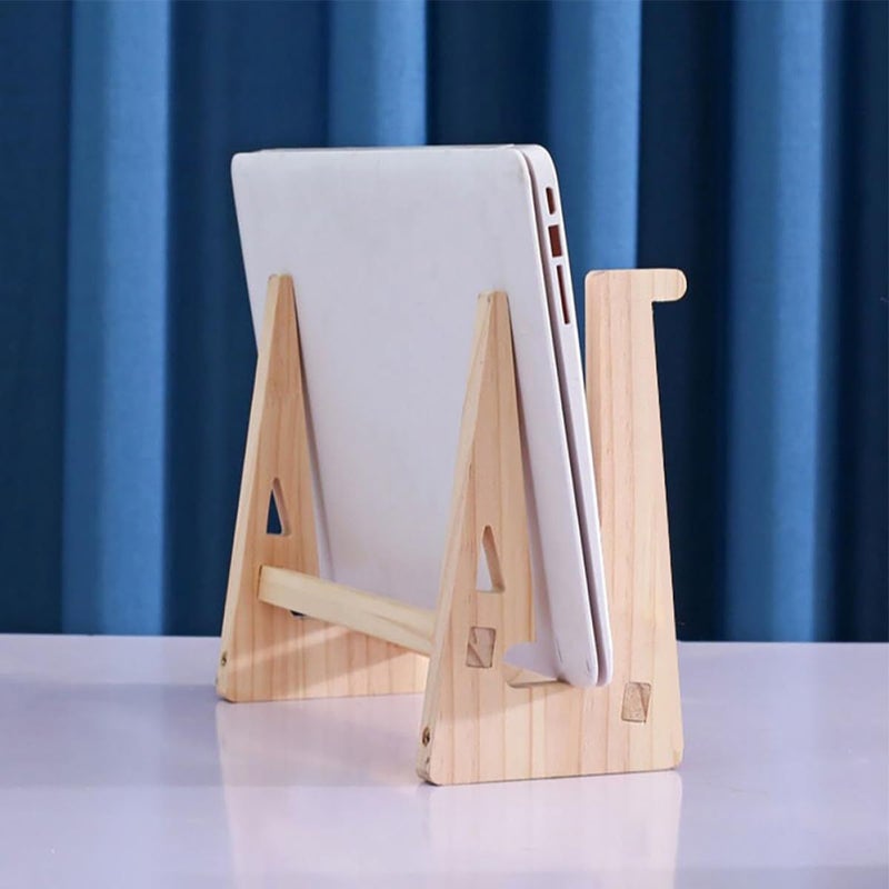 Khaki Adjustable Wooden Laptop Stand for 12-14.7 Inch Notebooks Home Office - Image 5