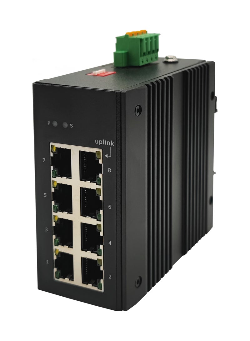 درجة الحرارة واسعة الجهد التوصيل والتشغيل معدني مزدوج العاصمة امدادات الطاقة مدخلات زائدة وموثوقية عالية وقوية تفتخر واسعة  ثمانية جيجابت إيثرنت الصناعية التبديل غير إدارة الشبكة دليل السكك الحديدية تركيب غلاف - Image 1