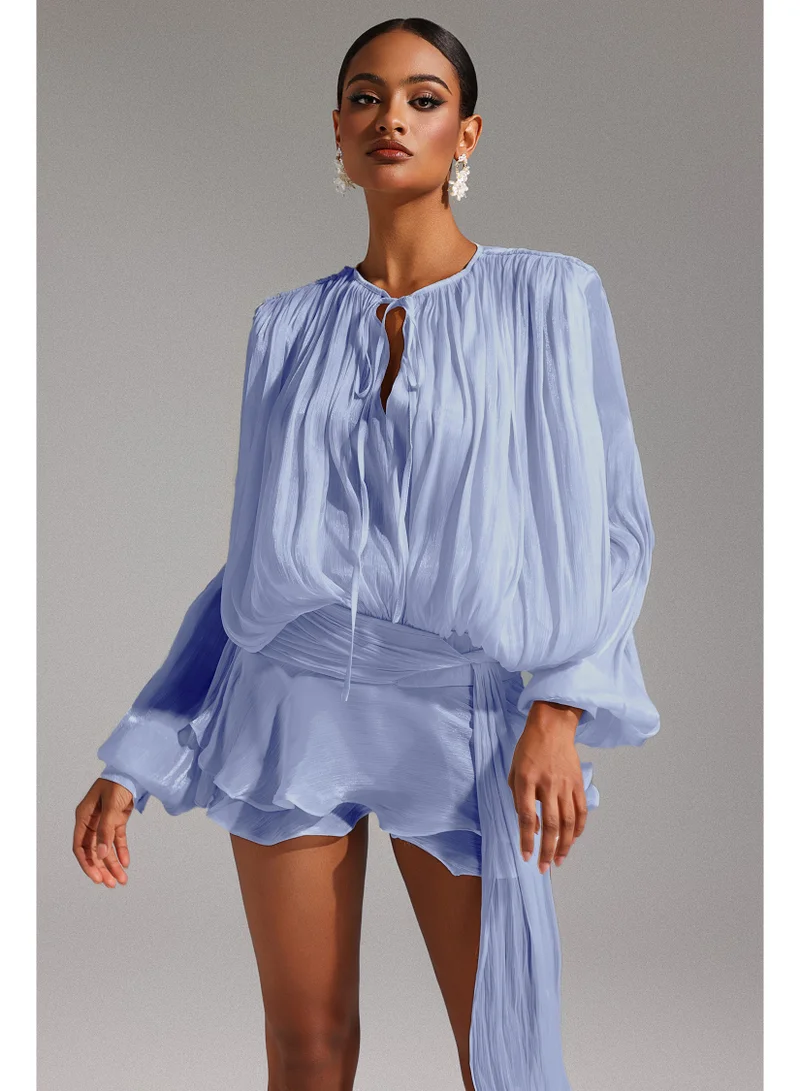 Bella Barnett Dekia Long Sleeves Hollow Out Flounce Mini Dress