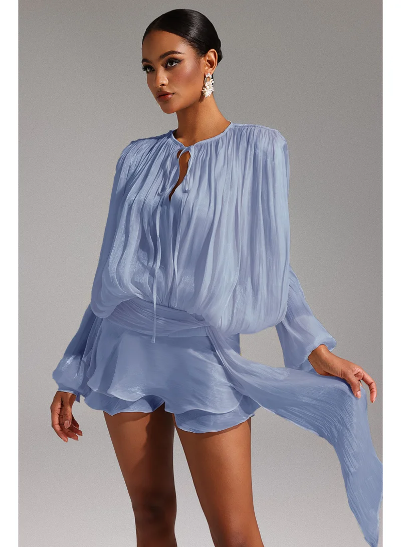 Bella Barnett  Dekia Long Sleeves Hollow Out Flounce Mini Dress for Women | Best Price UAE