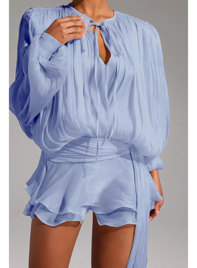 Bella Barnett  Dekia Long Sleeves Hollow Out Flounce Mini Dress for Women | Best Price UAE