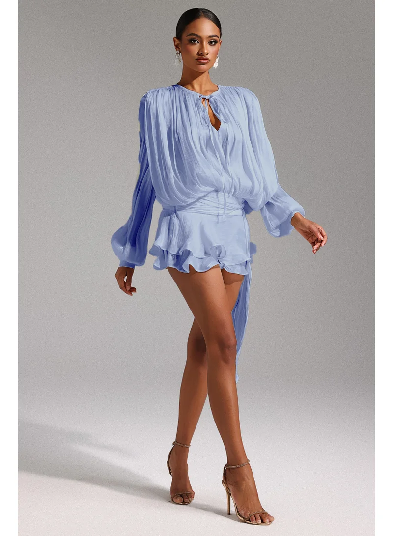 Bella Barnett  Dekia Long Sleeves Hollow Out Flounce Mini Dress for Women | Best Price UAE