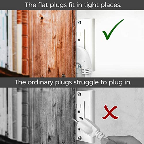 FIRMERST 1875W Low Profile Flat Plug 1Ft Extension Cord 14AWG 15A White - Image 4