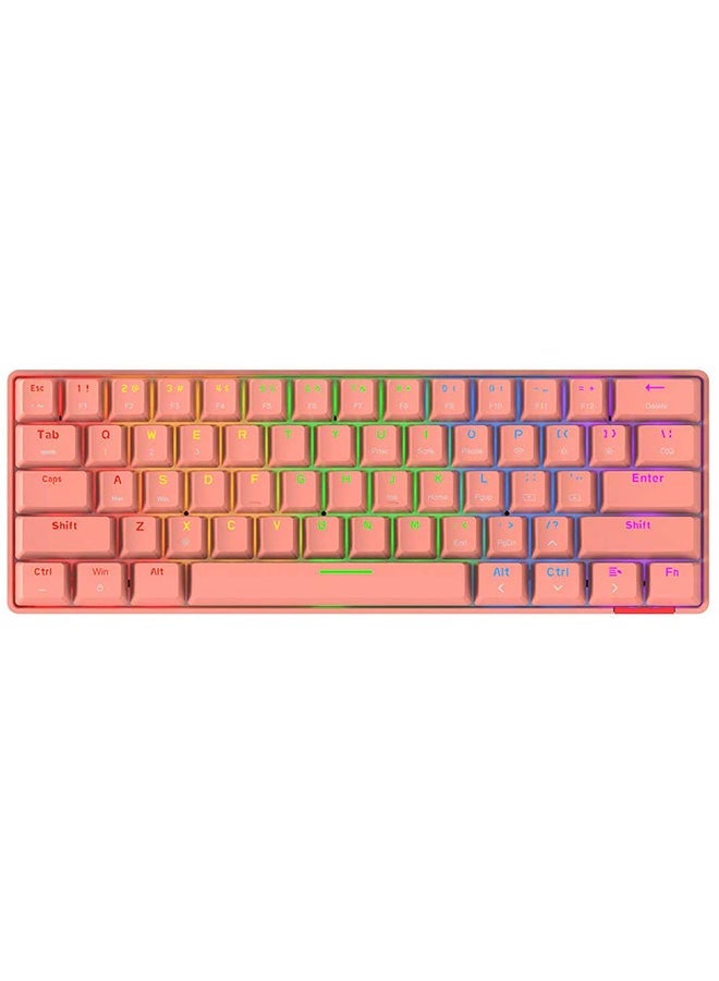 NIBEMINENT DaiDai STK61 Mechanical Wireless Mini Portable Gaming Keyboard For PC Desktop Pink  - Image 2