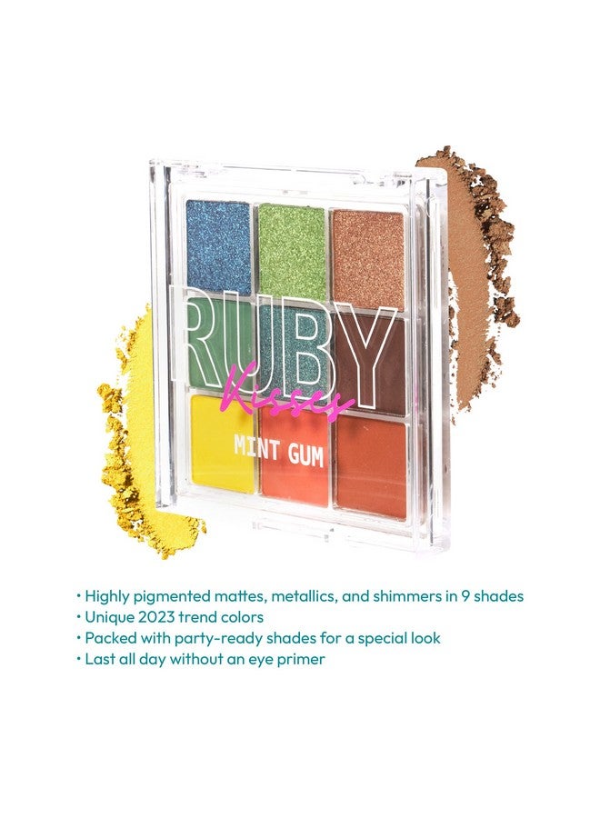 Ruby Kisses Eyeshadow Palette Highly Pigmented Eye Makeup 9 Shades Matte Shimmer Metallic Eyeshadow Palette Festival Eye Makeup (Mint Gum) - Image 4
