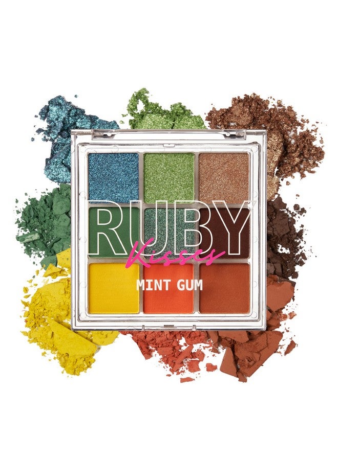 Ruby Kisses Eyeshadow Palette Highly Pigmented Eye Makeup 9 Shades Matte Shimmer Metallic Eyeshadow Palette Festival Eye Makeup (Mint Gum) - Image 2