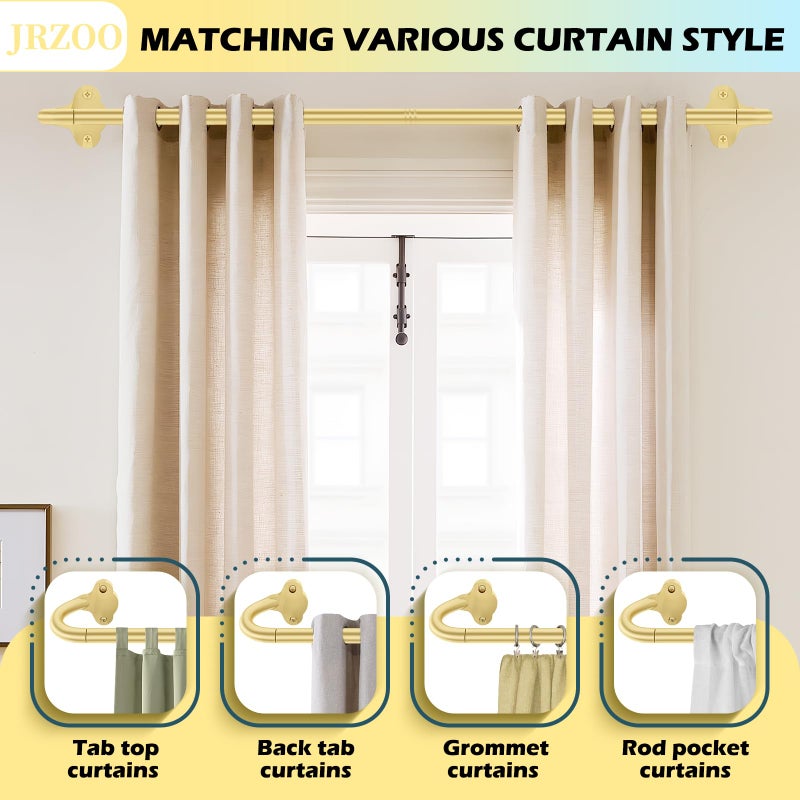 JRZOO Wrap Around Blackout Curtain Rod 30-45 Inch (2.5-3.75 Ft), 5/8" Adjustable Curved Window Rod for Room Darkening, Modern Single Drapery Rod for Bedroom Windows, Gold - Image 2