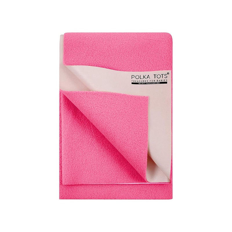 Polka Tots POLKA TOTS Waterproof Reusable Baby Bed Protector Absorbent Mat Dry Sheet for New Born Infants Rose Pink 100 X 140 CM Large  - Image 1
