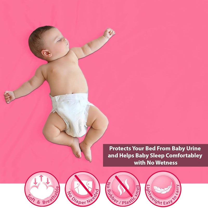 Polka Tots POLKA TOTS Waterproof Reusable Baby Bed Protector Absorbent Mat Dry Sheet for New Born Infants Rose Pink 100 X 140 CM Large  - Image 4