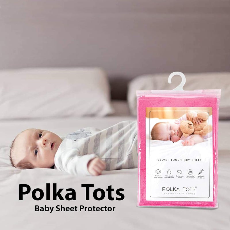 Polka Tots POLKA TOTS Waterproof Reusable Baby Bed Protector Absorbent Mat Dry Sheet for New Born Infants Rose Pink 100 X 140 CM Large  - Image 2