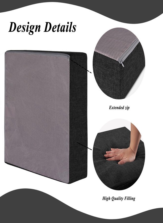 FlyGulls Recliner Cushions for Elderly 20"x20"x5" Extra Large Seat Cushion for Couch Armchair Wicker Chairs Square Chair Cushions with Non-Slip Backing and Textured Washable Cover Black - Image 4