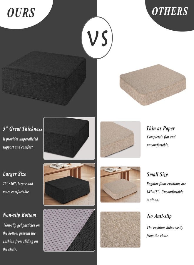 FlyGulls Recliner Cushions for Elderly 20"x20"x5" Extra Large Seat Cushion for Couch Armchair Wicker Chairs Square Chair Cushions with Non-Slip Backing and Textured Washable Cover Black - Image 5