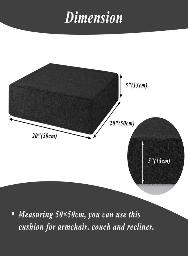 FlyGulls Recliner Cushions for Elderly 20"x20"x5" Extra Large Seat Cushion for Couch Armchair Wicker Chairs Square Chair Cushions with Non-Slip Backing and Textured Washable Cover Black - Image 2