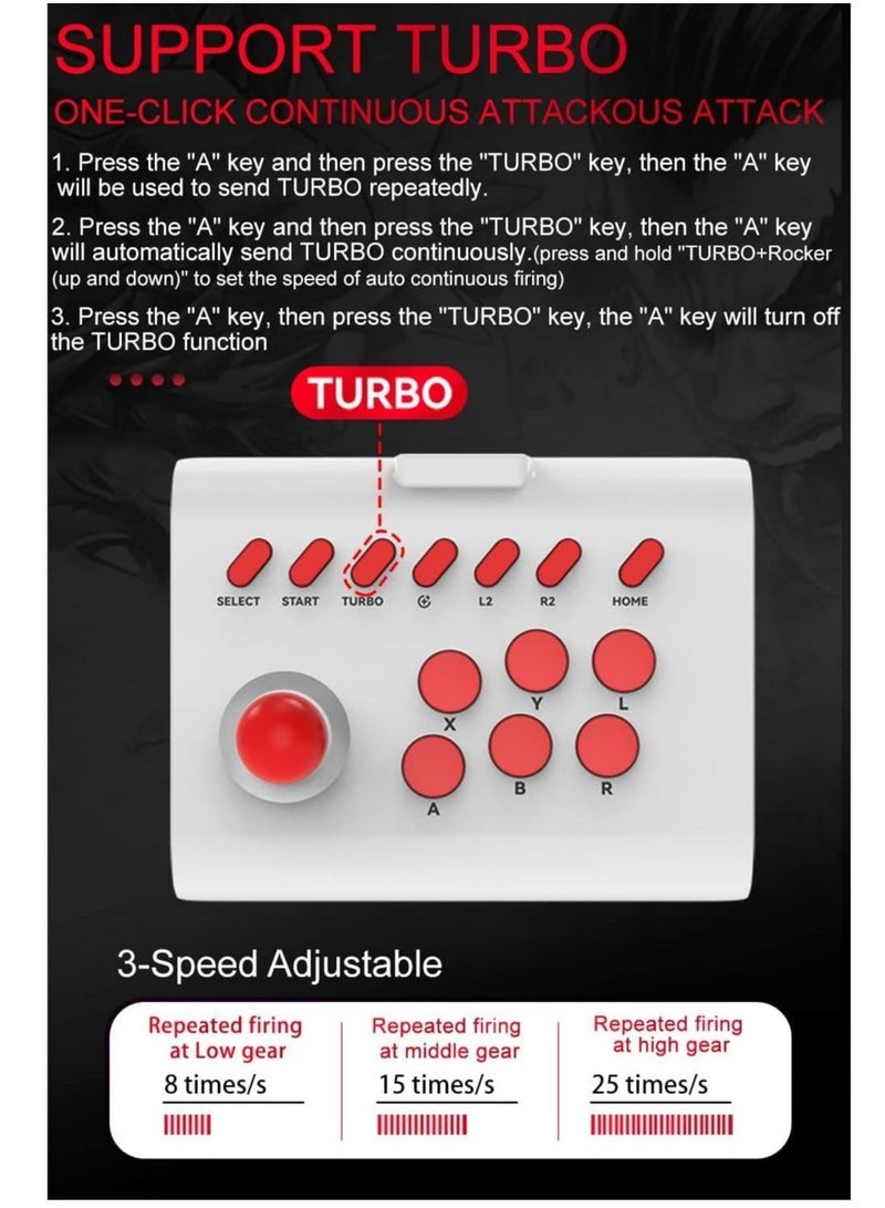 Captaintech Fighting Game Controller for iPhone iOS Android PC Stick Nintendo Switch/PS3/PS4 Arcade Rocker Gamepad with Turbo & Marco Emulators/Cloud/PS Remote Play/Steam - Image 4