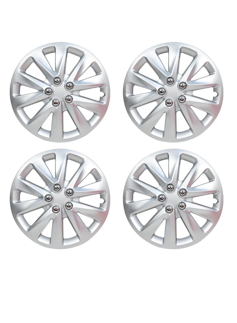 Universal Snap-On Retention Rings 14 Inch Hubcaps Set of 4PC Automotive Hub Caps  Wheel Cover Kit  (WJ-5087-A-14)