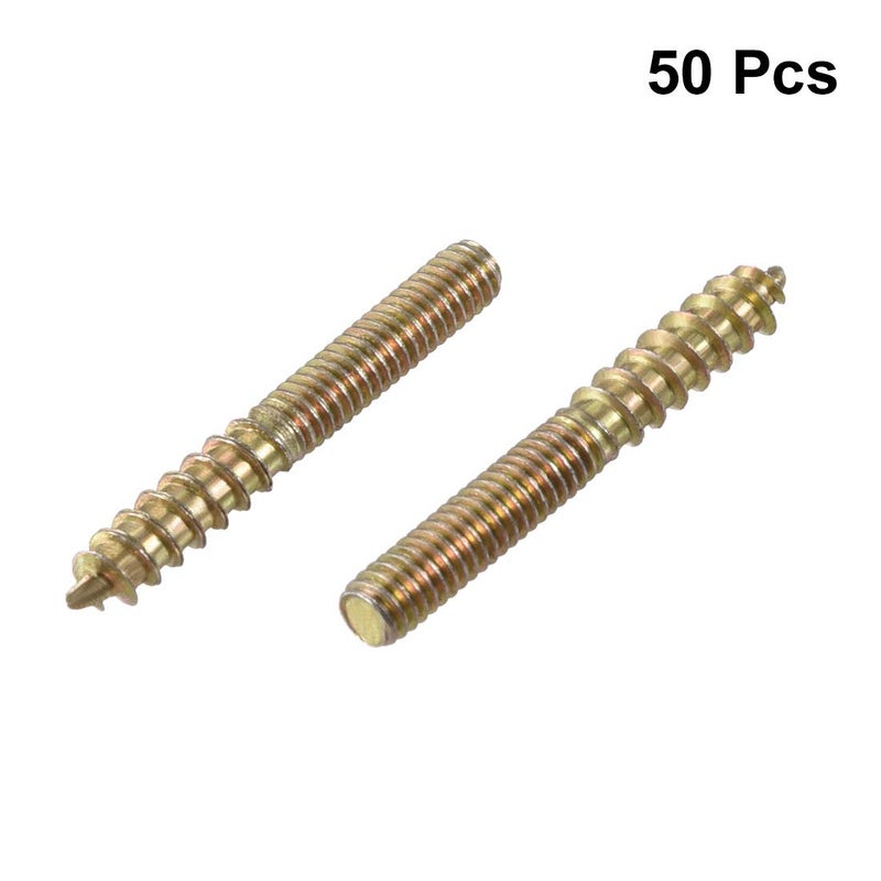 uxcell M4 Hanger Bolts Length 1-1/8"(30mm) Double Headed Bolts Self-Tapping Screw 4mm Wood Joint Furniture Legs 50pcs - Image 4