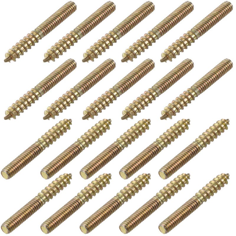 uxcell M4 Hanger Bolts Length 1-1/8"(30mm) Double Headed Bolts Self-Tapping Screw 4mm Wood Joint Furniture Legs 50pcs - Image 1