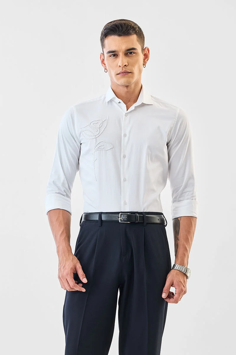 SNITCH Embellished Slim Fit Luxe Shirt