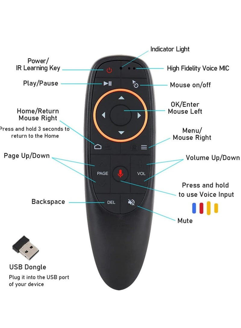 ELTRAZONE Remote Air Mouse Remote, 2.4G RF Wireless Remote Control with 6 Axis Gyroscope and IR Learning, Air Fly Mouse with Voice Input for Android TV Box/PC/Smart TV/HTPC/Projector - Image 4