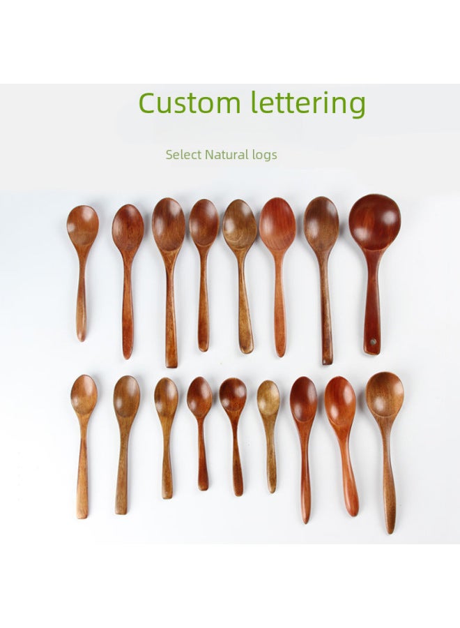 Solid Wood Spoon Japanese Style Engraving Small Wooden Honey Spoon Coffee Stirring Wooden Tableware-Color:3012  Lotus Wood Dry Rice Spoon 18*4cm  - Image 3