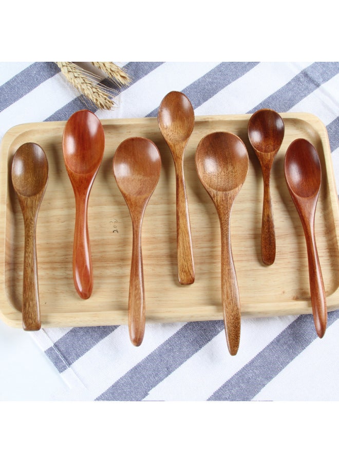 Solid Wood Spoon Japanese Style Engraving Small Wooden Honey Spoon Coffee Stirring Wooden Tableware-Color:3012  Lotus Wood Dry Rice Spoon 18*4cm  - Image 2