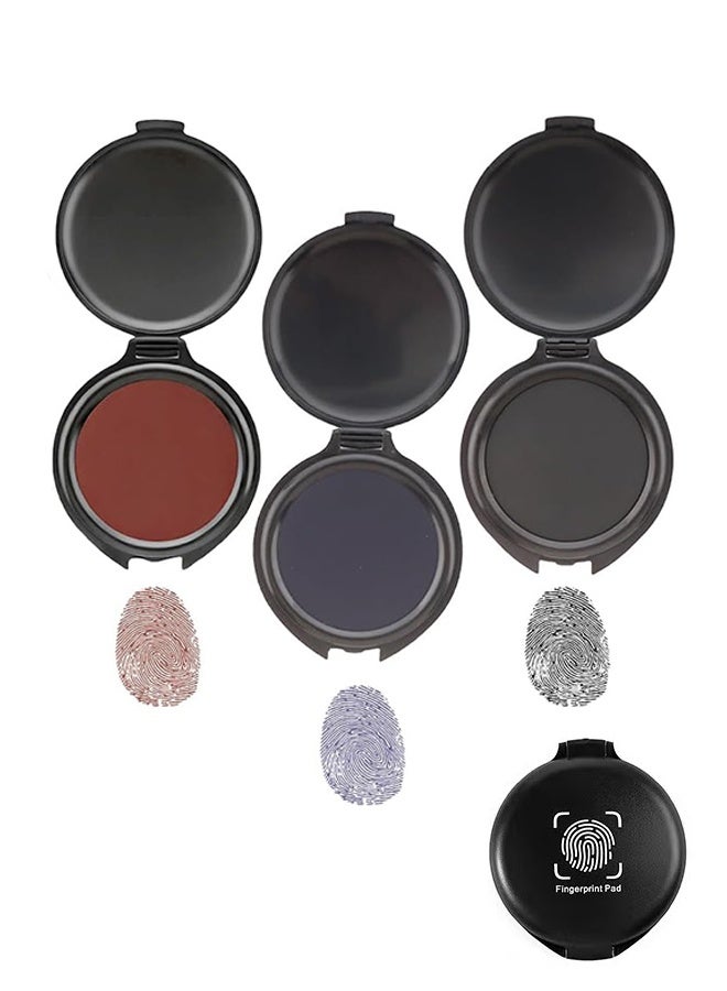 GIFT 3 Pack Fingerprint Ink Pads, Thumbprint Ink Pad for Notary Supplies Identification Security Id Fingerprint Cards Fingerprint Black and Red, Without Fading for Office Workers and Business Owners(1Blue, 1Red, 1Black) - Image 1