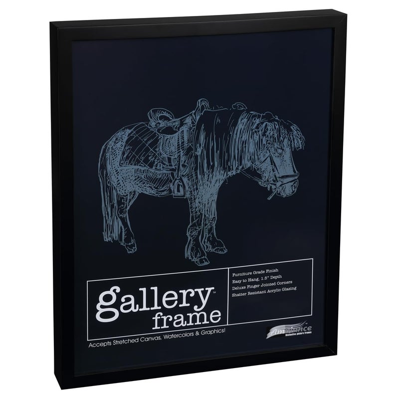Ambiance Framing Ambiance Gallery Wood 1.5"" Deep Picture Frame - Professional Quality Frames for Stretch Canvas  Artists  Display  Home Decor  & More! - [Black - 9x12""] - Image 1