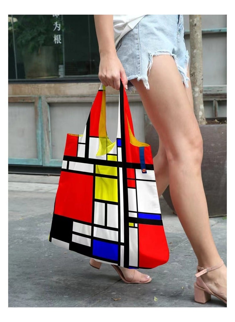 Abstract oil painting folded eco-friendly shopping bag grocery bag travel storage bag - Image 2