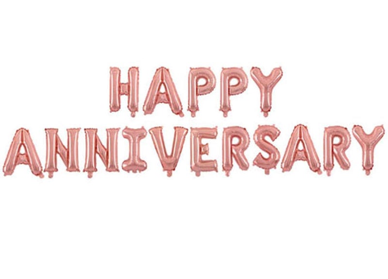 SOI Happy Anniversary Balloons | Anniversary Decoration Items | Happy Anniversary Balloons Letters (Rose Gold -16 Letters) - Image 4
