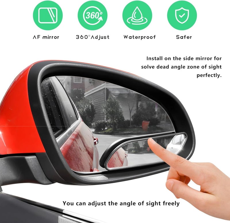 2 PCS Blind Spot Side Mirror for Cars, SUVs & Trucks - Adjustable Stick Convex HD Glass Wide Angle Rear View Mirror - Image 2