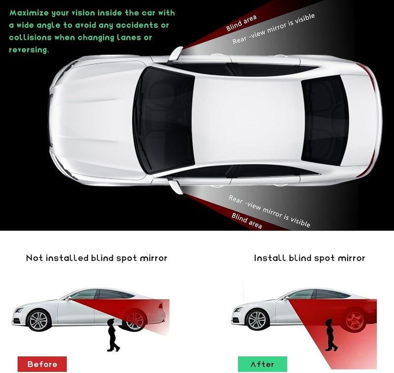 2 PCS Blind Spot Side Mirror for Cars, SUVs & Trucks - Adjustable Stick Convex HD Glass Wide Angle Rear View Mirror - Image 4