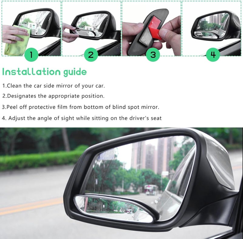 2 PCS Blind Spot Side Mirror for Cars, SUVs & Trucks - Adjustable Stick Convex HD Glass Wide Angle Rear View Mirror - Image 3