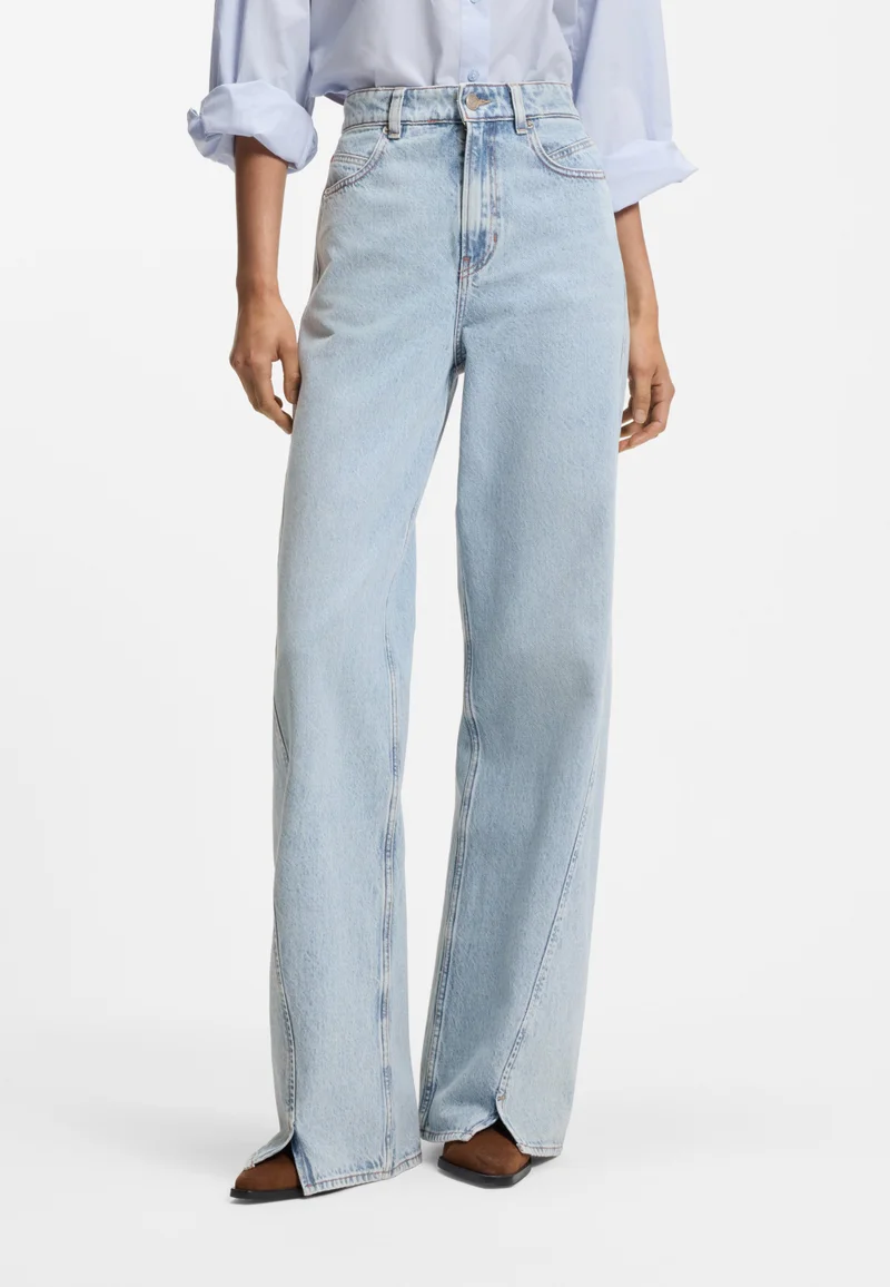 بوس High-rise wide-leg jeans in marble peachy denim