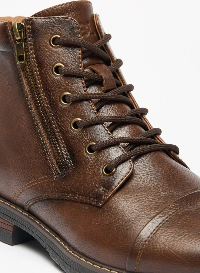 LBL by Shoexpress Men's Textured Chukka Boots with Zip Closure